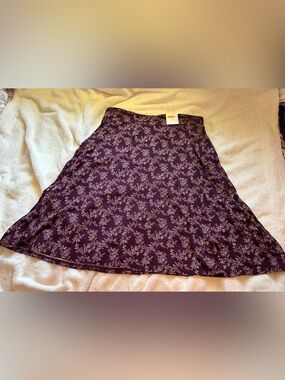croft & barrow Purple Floral A-Line Midi Skirt NWT